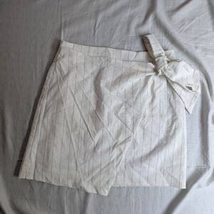 EUC Rachel Zoe Women's Faux Wrap Mini Pencil Skirt, US Size 4,Off White Striped